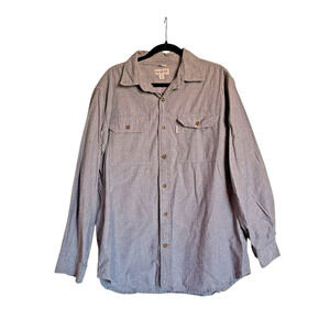 Carhartt‎ Sz L Chambray Button Down Work Shirt Outdoor Workwear Classic